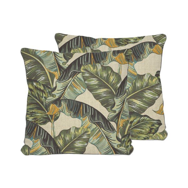 Față de pernă reversibilă din amestec de in Madre Selva Banana Palm, 45 x 45 cm