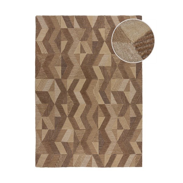 Covor maro țesut manual din lână 200x290 cm Moda Asher – Flair Rugs