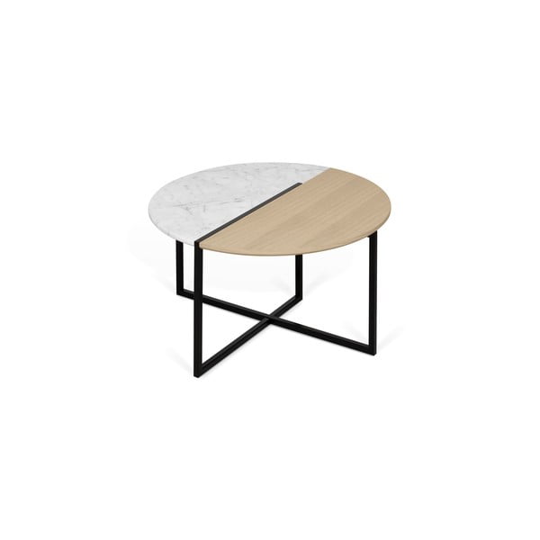 Măsuță de cafea rotundă cu blat cu aspect de lemn de stejar și marmură Sonata TemaHome, ø 80 cm-image-4