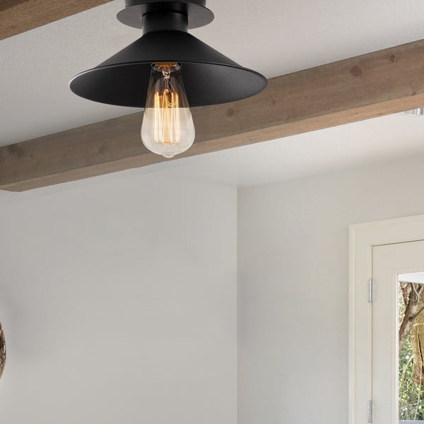 Plafonieră neagră cu abajur din metal ø 24 cm Berceste – Opviq lights-image-1