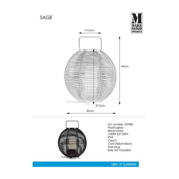 Veioză Markslöjd Sage, negru-image-3