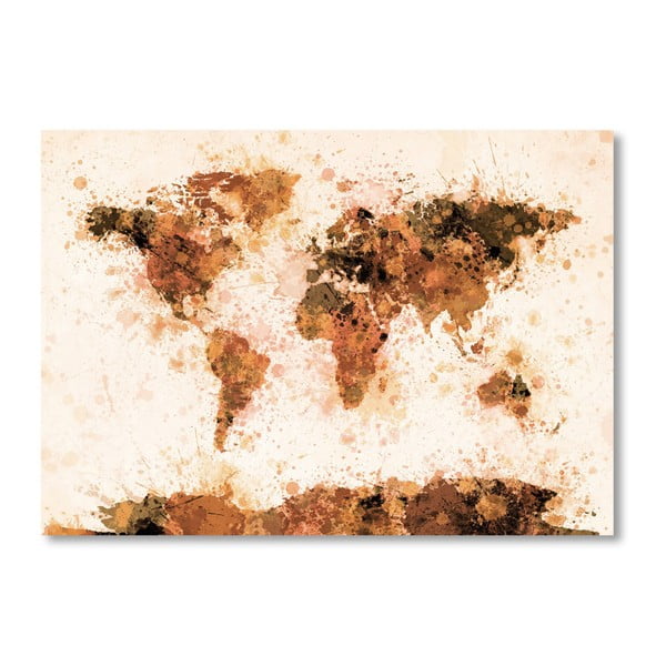 Poster cu harta lumii Americanflat Spot, 60 x 42 cm, maro