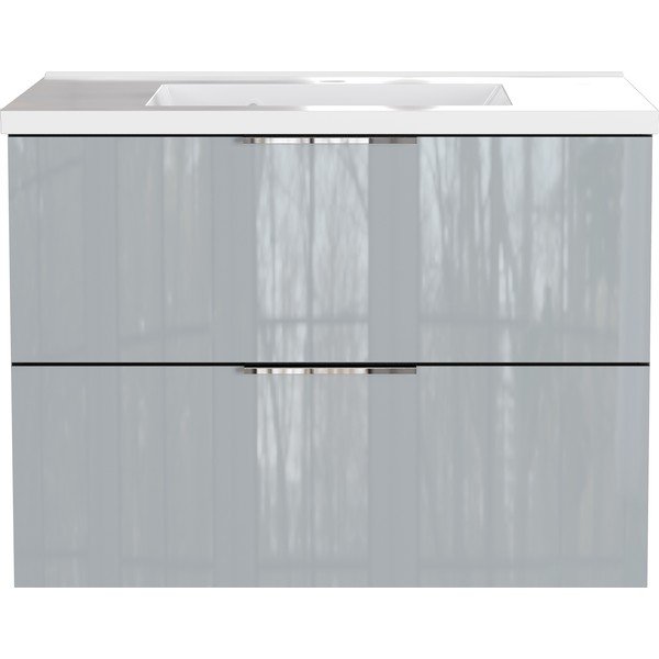 Dulap sub chiuvetă gri suspendat cu aspect lucios 81x61 cm Celano – Germania-image-2