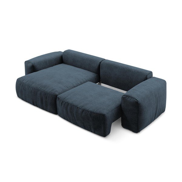 Colțar albastru închis extensibil cu tapițerie din chenille (cu colț pe partea stângă/cu șezlong) Kuki – Makamii-image-4