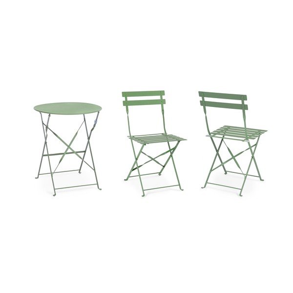 Set de dining pentru grădină verde salvie din oțel pentru 2 persoane Austin – Bizzotto-image-2