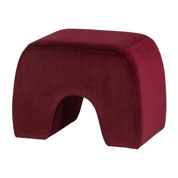 Puf burgundy cu tapițerie din catifea Lucen – WOOOD-image-3