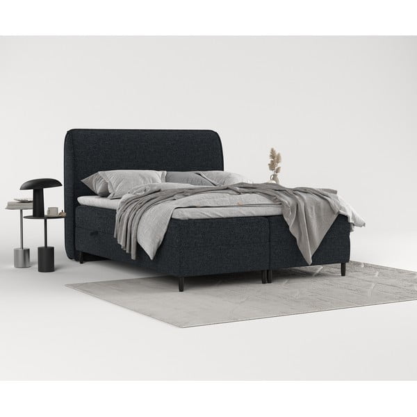 Pat boxspring negru cu spațiu de depozitare 180x200 cm Melba – Maison de Rêve-image-1