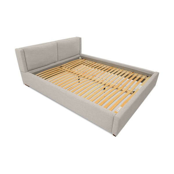 Pat matrimonial gri deschis tapițat cu somieră 140x200 cm Dreamer – Scandic-image-4