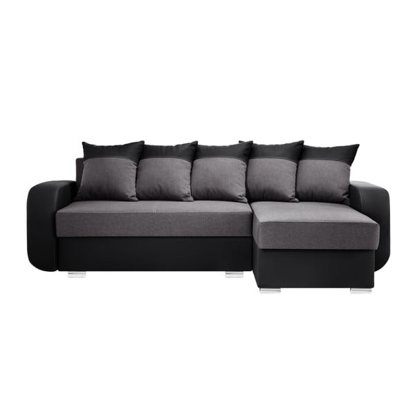 Canapea cu șezlong partea dreaptă Interieur De Famille Paris Destin, gri - negru
