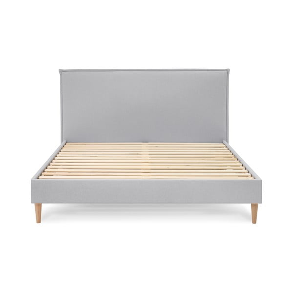 Pat matrimonial 180x200 cm gri deschis tapițat cu somieră Sary – Bobochic Paris-image-3