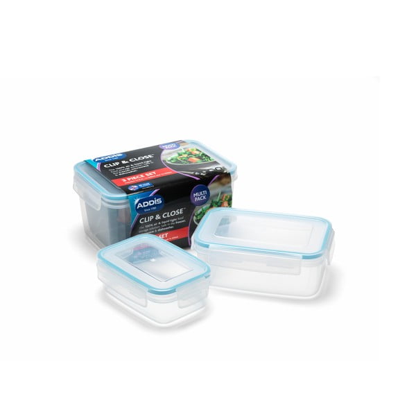 Set 3 recipiente cu capac pentru mâncare Addis Clip And Close Rectangular-image-1