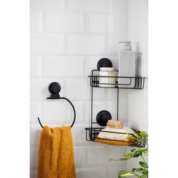 Suport autoadeziv pentru prosoape Compactor Bestlock Black, negru-image-3