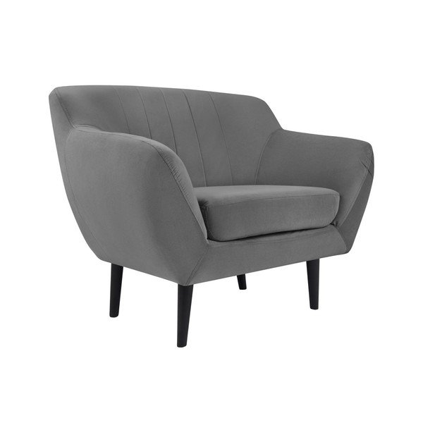 Fotoliu cu picioare negre Mazzini Sofas Toscane, gri-image-1