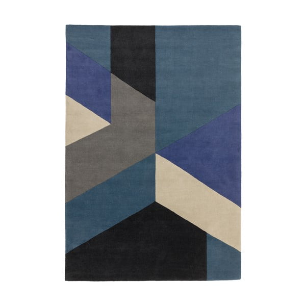 Covor Asiatic Carpets Big Geo, 120 x 170 cm, albastru-negru
