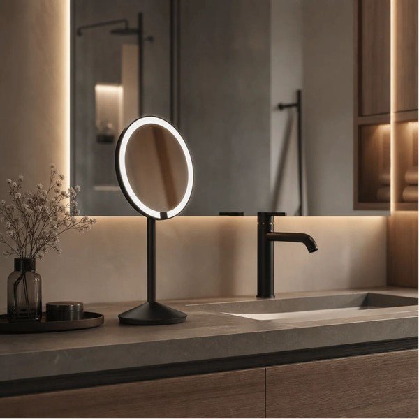 Oglindă cosmetică (mărire 5x) cu led/de mărire ø 12 cm – simplehuman-image-1