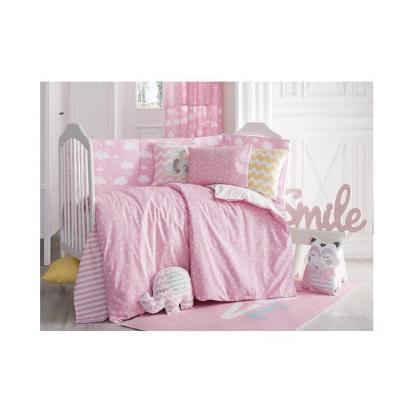 Protecție din bumbac pentru patul copiilor Mike & Co. NEW YORK Carino, 40 x 210 cm, roz-image-1