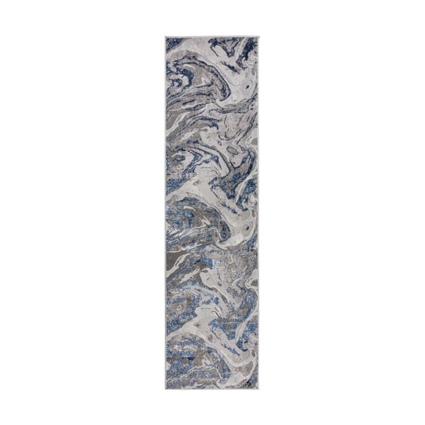 Covor tip traversă Flair Rugs Marbled, 60 x 230 cm, albastru-gri