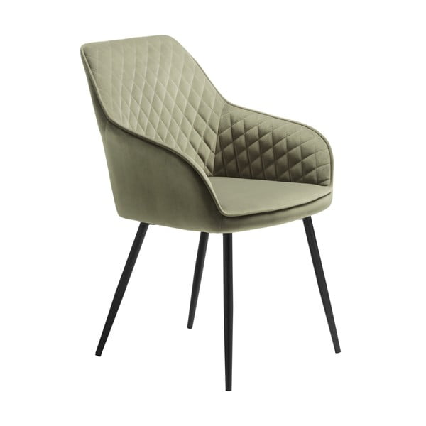 Scaun de sufragerie kaki cu cotiere tapițat Milton – Unique Furniture