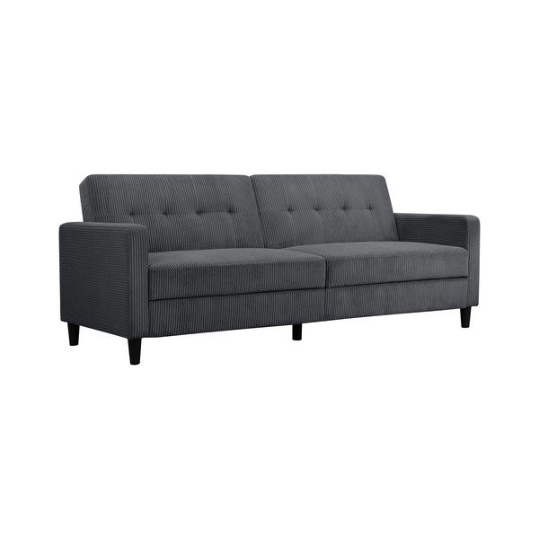 Canapea gri cu tapițerie din catifea reiată  203 cm Hartford – Støraa-image-2