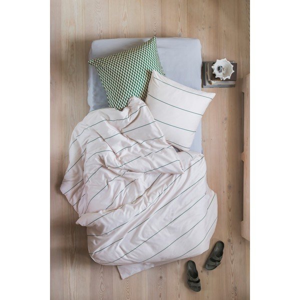 Lenjerie de pat bej din bumbac satinat pentru pat de o persoană 140x200 cm Align – Mette Ditmer Denmark-image-2