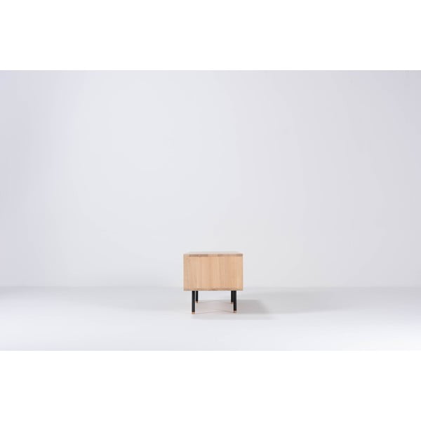 Comodă TV neagră/în culoare naturală din lemn de stejar 160x48 cm Fina – Gazzda-image-4