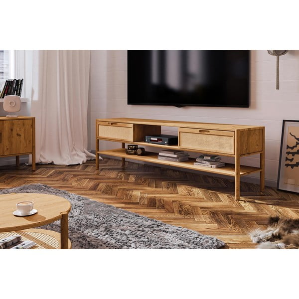 Masă TV din lemn de stejar 204x64 cm Pola - The Beds-image-4