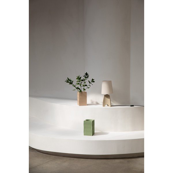 Veioză bej din beton cu abajur textil (înălțime 45 cm) Saba – Zuiver-image-3