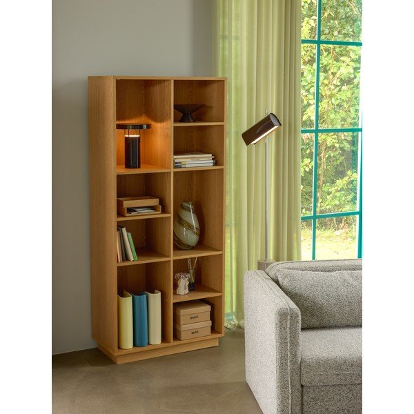 Bibliotecă în culoare naturală cu aspect de lemn de stejar 80x180x30 cm Disco – Hübsch-image-1