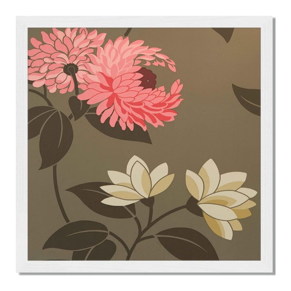 Tablou înrămat Liv Corday Asian Oriental Flowers, 40 x 40 cm