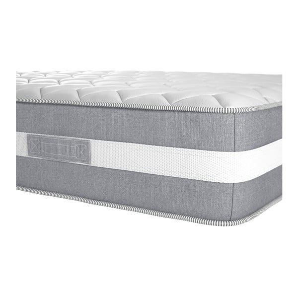 Pat boxspring cu tăblie decorativă şi saltea subţire cu spumă de memorie Ted Lapidus Maison PÉRIDOT, 160 x 200 cm, gri-image-4