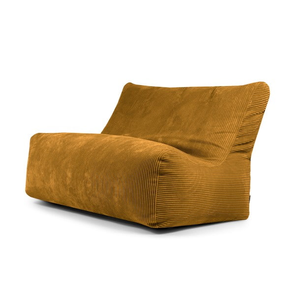 Fotoliu bean bag galben muștar cu tapițerie din catifea reiată Sofa Seat Lounge – SLOWDOWN