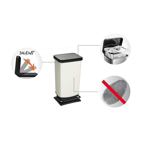 Coș de gunoi negru cu pedale din plastic reciclat 40 l Paso - Rotho-image-4