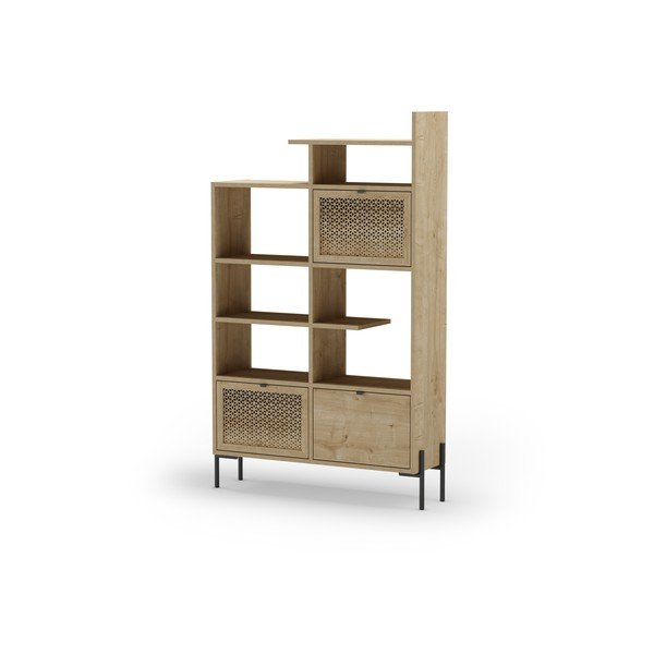 Bibliotecă în culoare naturală cu aspect de lemn de stejar 99x160 cm Inca – Marckeric-image-3