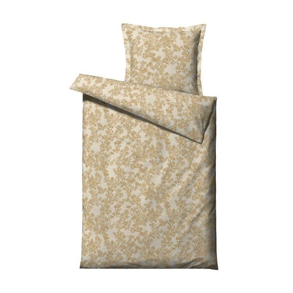 Lenjerie de pat din bumbac satinat pentru pat single Södahl Blossom, 140 x 200 cm, galben