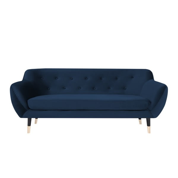 Canapea cu picioare negre Mazzini Sofas AMELIE, albastru închis, 188 cm