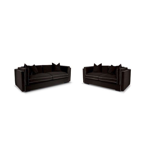 Set 2 canapele cu 2 și 3 locuri Rodier Organdi, negru