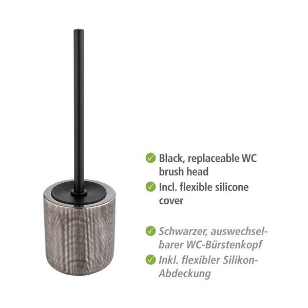 Perie de WC argintie din ceramică Rivara – Wenko-image-4