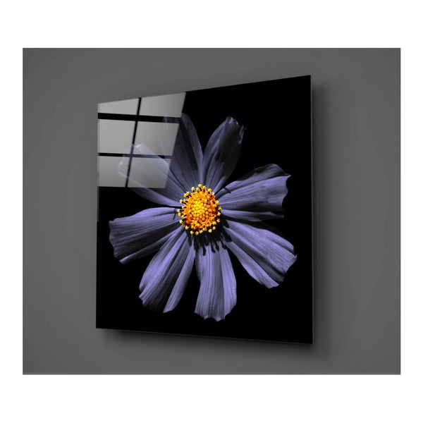 Tablou din sticlă Insigne Flowerina, 30 x 30 cm, negru-mov