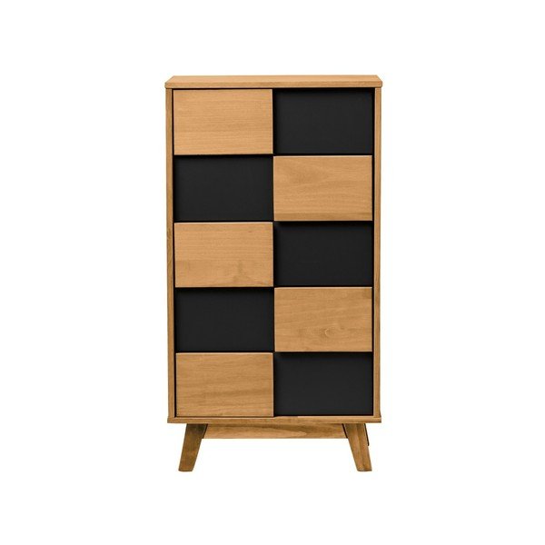 Comodă înaltă cu detalii negre Marckeric Yari, 50 x 92 cm