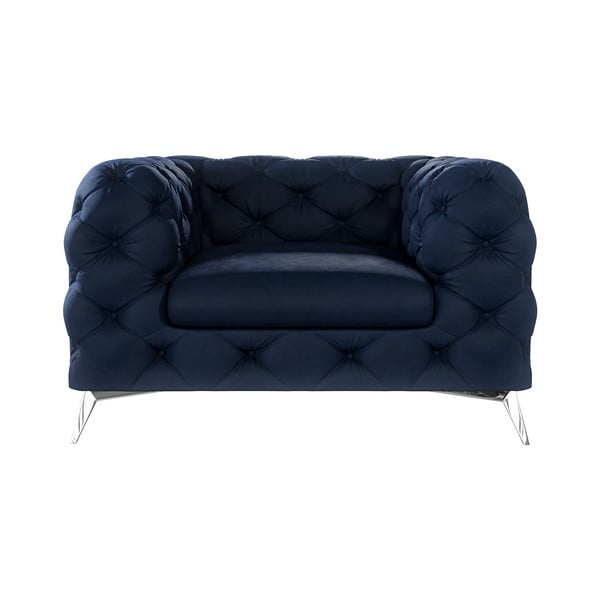 Fotoliu albastru închis cu tapițerie din catifea Chelsea – Ropez-image-1