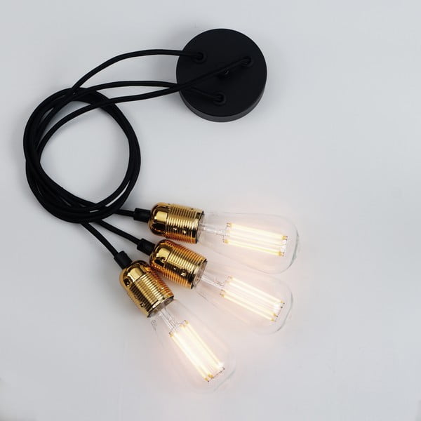 Lustră 3 cabluri Sotto Luce Uno, negru - auriu-image-4