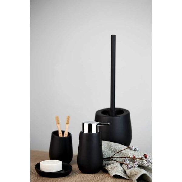 Perie de WC negru-mat din ceramică Badi – Wenko-image-1
