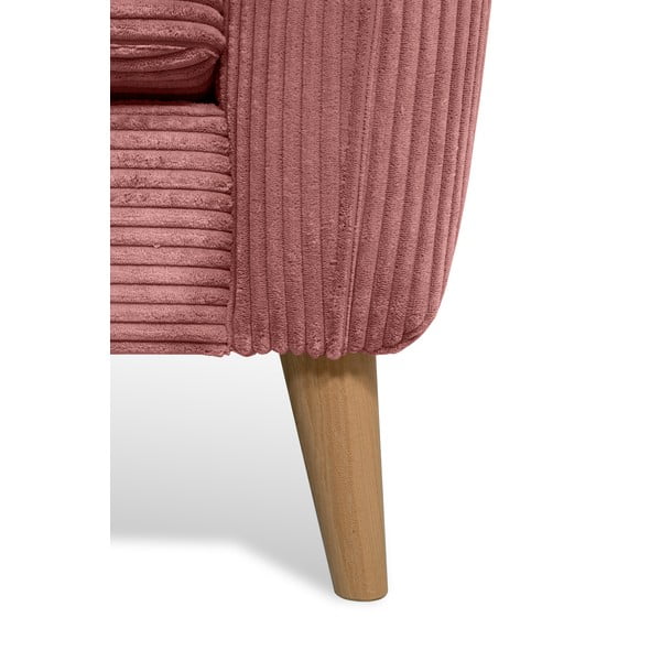 Colțar roz cu tapițerie din catifea reiată  (cu colț pe partea stângă ) Paris – Scandic-image-4