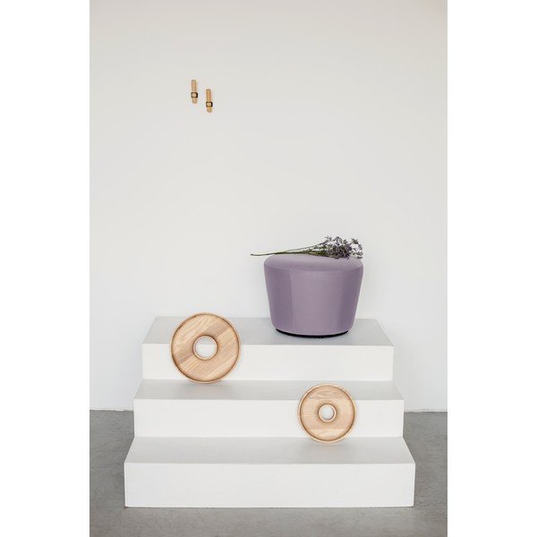 Puf cu tapițerie din piele EMKO Naïve, ø 52 cm, maro coniac-image-3