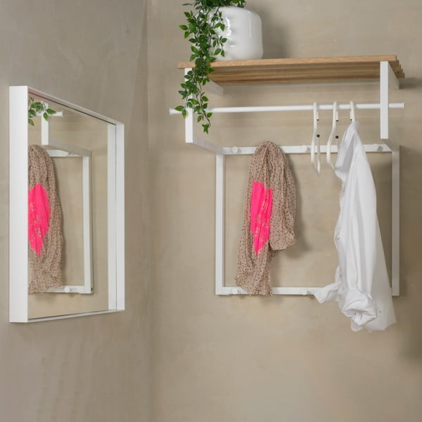 Cuier de perete alb/în culoare naturală cu raft din metal 76 cm Rizzoli – Spinder Design-image-2