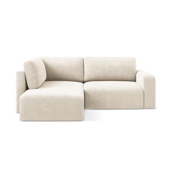 Colțar crem extensibil/cu spațiu de depozitare cu tapițerie din chenille (cu colț pe partea stângă/în formă de ”L”) Kona – Makamii