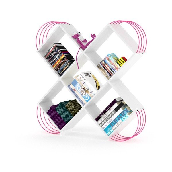 Bibliotecă cu detalii roz Frederick, alb-image-1