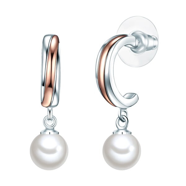 Cercei cu perlă albă Perldesse Rea, ⌀ 8 mm