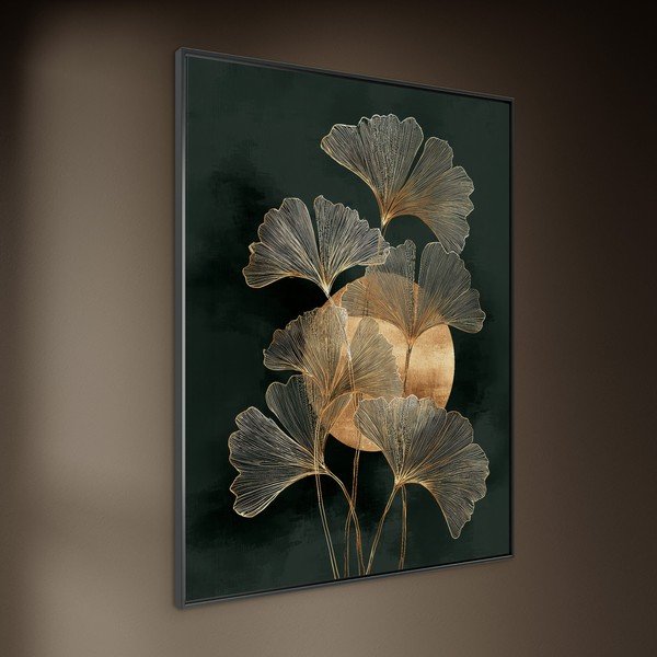 Tablou cu ramă imprimat 60x80 cm Gold Ginkgo – Styler-image-2