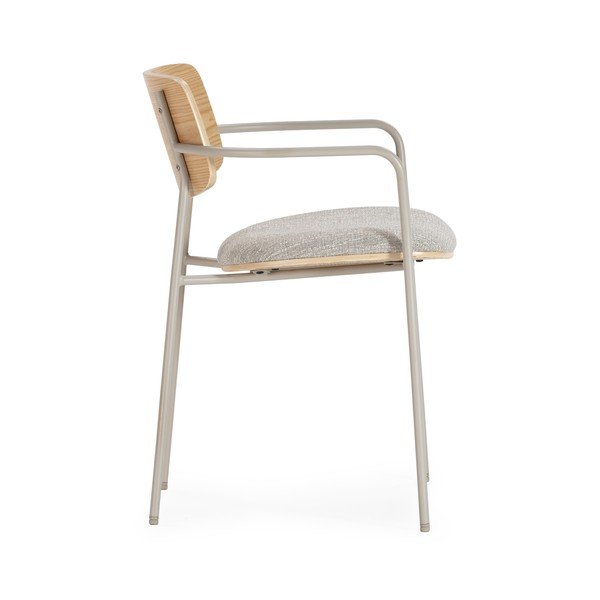 Set de scaune de sufragerie gri deschis/în culoare naturală cu cotiere tapițat Nour – MOME-image-3